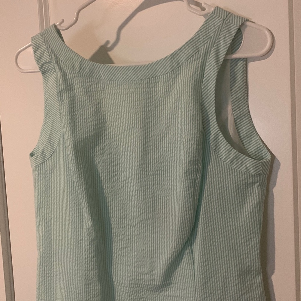 Lauren James Green Seersucker shift dress